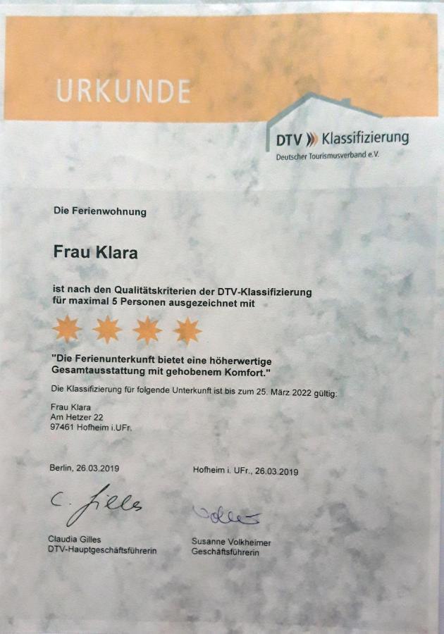 Ferienwohnung Frau Klara Hofheim in Unterfranken Exteriér fotografie